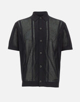 PAOLO PECORA Camicia in maglia di misto seta BLACK Uomo 