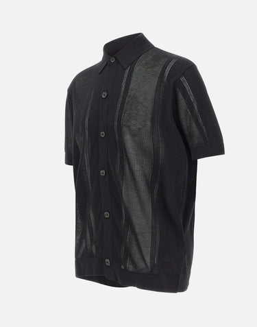 PAOLO PECORA Camicia in maglia di misto seta BLACK Uomo 