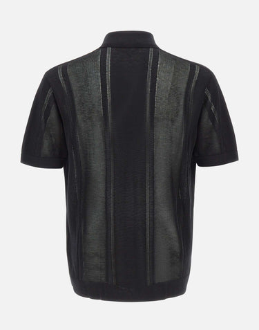PAOLO PECORA Camicia in maglia di misto seta BLACK Uomo 