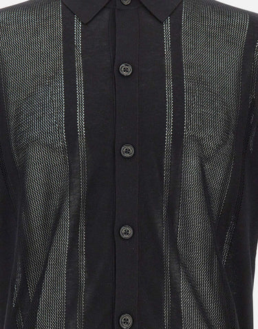 PAOLO PECORA Camicia in maglia di misto seta BLACK Uomo 