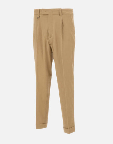 PAOLO PECORA Pantaloni in cotone goffrato BEIGE Uomo 