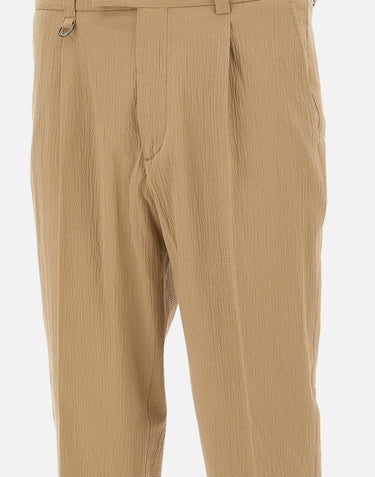PAOLO PECORA Pantaloni in cotone goffrato BEIGE Uomo 