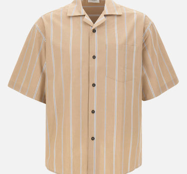 PAOLO PECORA Camicia boxy fit a maniche corte BEIGE Uomo 