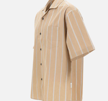 PAOLO PECORA Camicia boxy fit a maniche corte BEIGE Uomo 