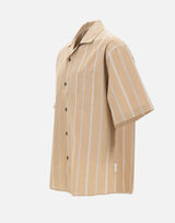 PAOLO PECORA Camicia boxy fit a maniche corte BEIGE Uomo 