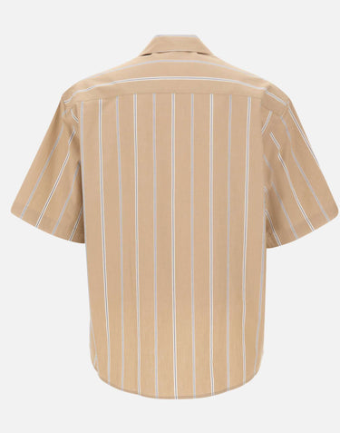 PAOLO PECORA Camicia boxy fit a maniche corte BEIGE Uomo 