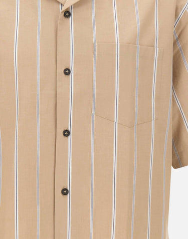 PAOLO PECORA Camicia boxy fit a maniche corte BEIGE Uomo 