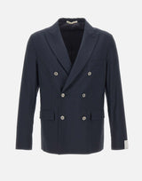 PAOLO PECORA Giacca doppiopetto in misto cotone BLUE Uomo 