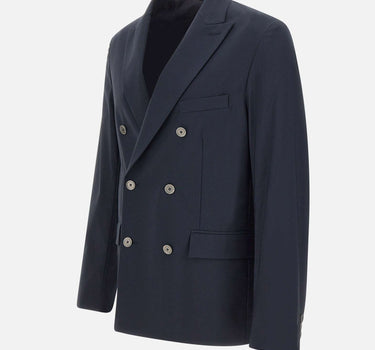 PAOLO PECORA Giacca doppiopetto in misto cotone BLUE Uomo 