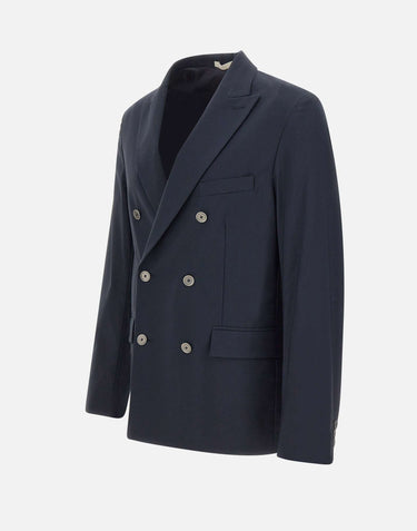 PAOLO PECORA Giacca doppiopetto in misto cotone BLUE Uomo 