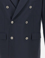 PAOLO PECORA Giacca doppiopetto in misto cotone BLUE Uomo 