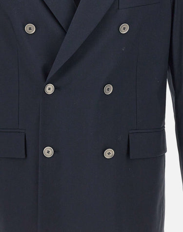 PAOLO PECORA Giacca doppiopetto in misto cotone BLUE Uomo 