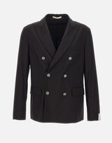 PAOLO PECORA Giacca doppiopetto in misto cotone BLACK Uomo 