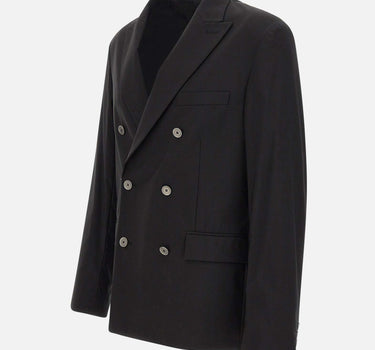PAOLO PECORA Giacca doppiopetto in misto cotone BLACK Uomo 