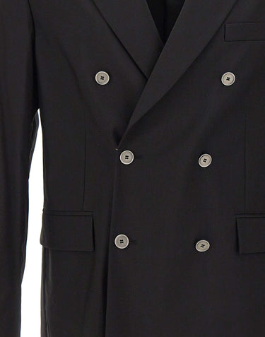 PAOLO PECORA Giacca doppiopetto in misto cotone BLACK Uomo 