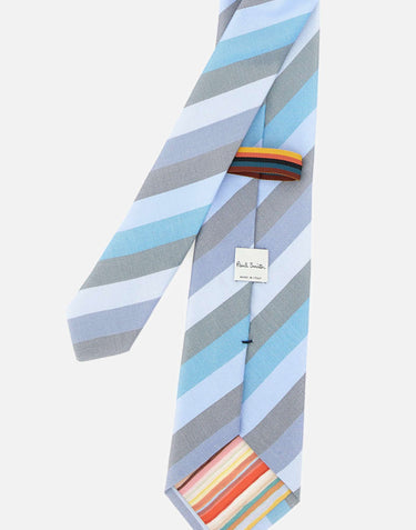 PAUL SMITH Cravatta in seta a righe Light Blue Uomo 
