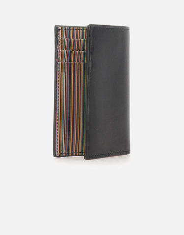 PAUL SMITH Portafogli in pelle con interno a strisce BLACK Uomo 