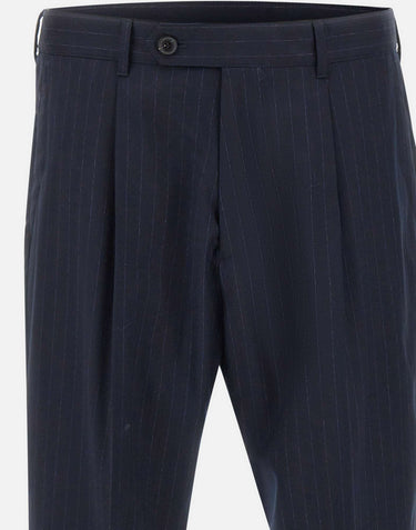PAUL SMITH Pantaloni gessati in lana BLUE Uomo 