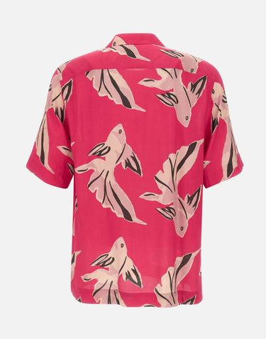 PAUL SMITH Camicia stampata a maniche corte Pink Uomo 