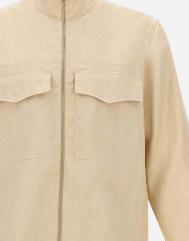 PAUL SMITH Giacca in lino con tasche applicate e coulisse BEIGE Uomo 