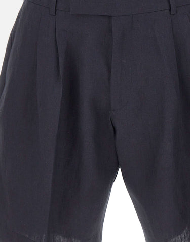 PAUL SMITH Shorts in lino BLUE Uomo 