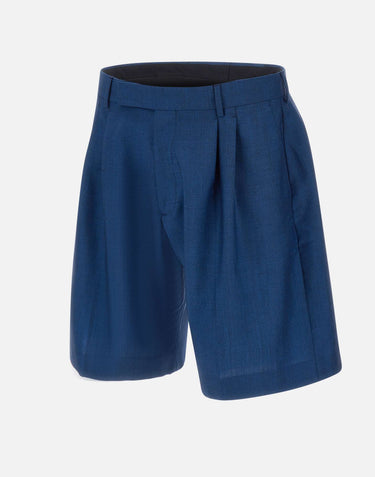 PAUL SMITH Shorts in lana e mohair con pinces BLUE Uomo 