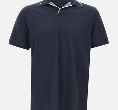 PAUL&SHARK Polo open collar in misto seta e cotone BLUE Uomo 