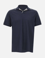 PAUL&SHARK Polo open collar in misto seta e cotone BLUE Uomo 