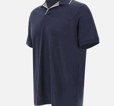 PAUL&SHARK Polo open collar in misto seta e cotone BLUE Uomo 