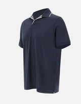 PAUL&SHARK Polo open collar in misto seta e cotone BLUE Uomo 