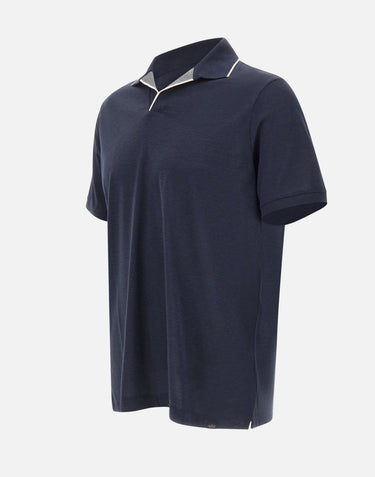 PAUL&SHARK Polo open collar in misto seta e cotone BLUE Uomo 