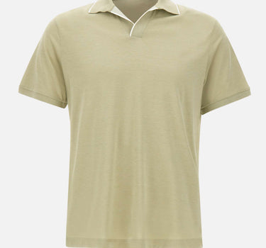 PAUL&SHARK Polo open collar in misto seta e cotone GREEN Uomo 