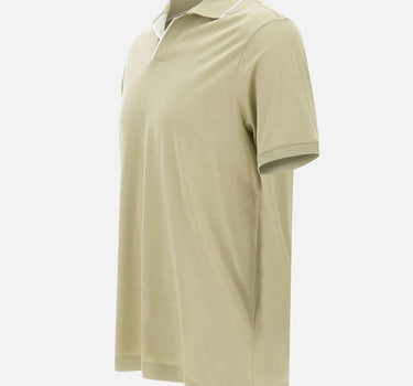 PAUL&SHARK Polo open collar in misto seta e cotone GREEN Uomo 