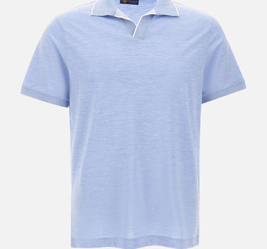 PAUL&SHARK Polo open collar in misto seta e cotone Light Blue Uomo 
