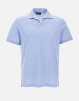 PAUL&SHARK Polo open collar in misto seta e cotone Light Blue Uomo 
