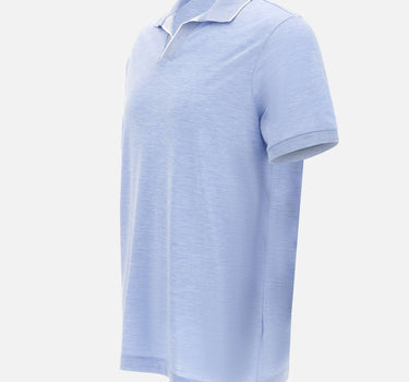 PAUL&SHARK Polo open collar in misto seta e cotone Light Blue Uomo 