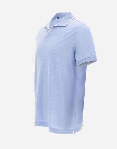 PAUL&SHARK Polo open collar in misto seta e cotone Light Blue Uomo 