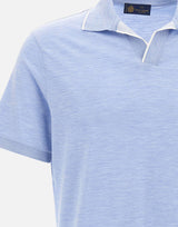 PAUL&SHARK Polo open collar in misto seta e cotone Light Blue Uomo 
