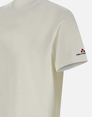 PEUTEREY T-shirt "Zole02" in piquet stretch di seta e cotone WHITE Uomo 