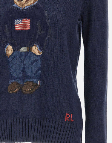 POLO RALPH LAUREN Maglione "Classics" in cotone e lino BLUE Donna 