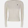 POLO RALPH LAUREN Maglia a girocollo in cotone a trecce WHITE Donna 
