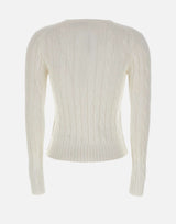 POLO RALPH LAUREN Maglia a girocollo in cotone a trecce WHITE Donna 