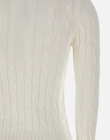 POLO RALPH LAUREN Maglia a girocollo in cotone a trecce WHITE Donna 