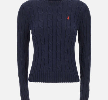 POLO RALPH LAUREN Maglia a girocollo in cotone a trecce BLUE Donna 