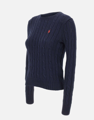 POLO RALPH LAUREN Maglia a girocollo in cotone a trecce BLUE Donna 