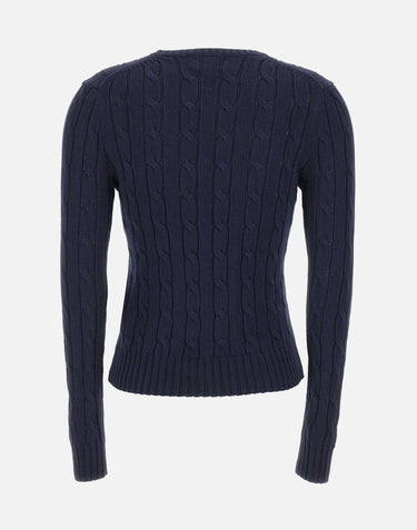 POLO RALPH LAUREN Maglia a girocollo in cotone a trecce BLUE Donna 