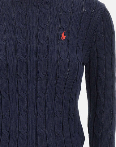 POLO RALPH LAUREN Maglia a girocollo in cotone a trecce BLUE Donna 