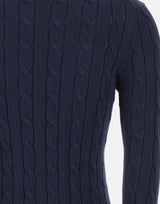 POLO RALPH LAUREN Maglia a girocollo in cotone a trecce BLUE Donna 