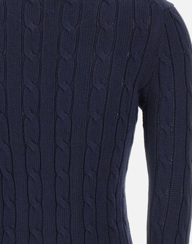 POLO RALPH LAUREN Maglia a girocollo in cotone a trecce BLUE Donna 