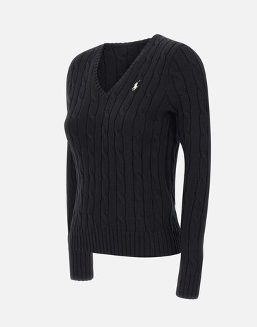 POLO RALPH LAUREN Maglia in cotone a trecce BLACK Donna 